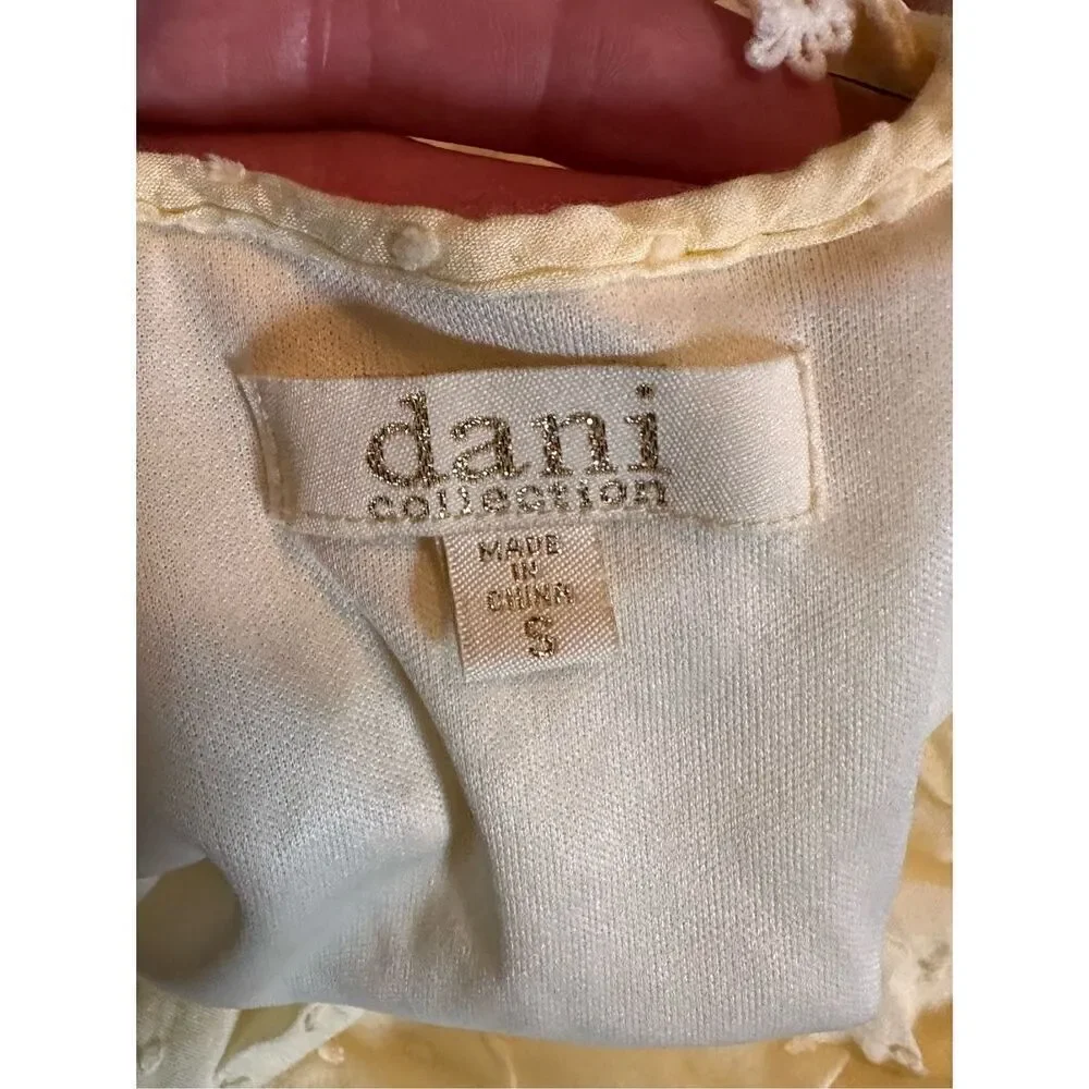 Dani Collection Spaghetti Strap Fringe Criss Cross Back Pale Yellow Dress Size S
